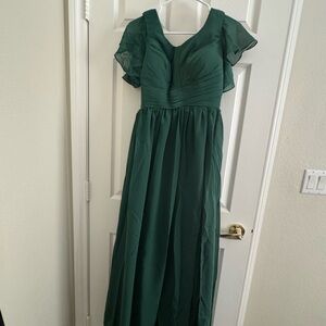 Emerald Green Chiffon Maxi Dress